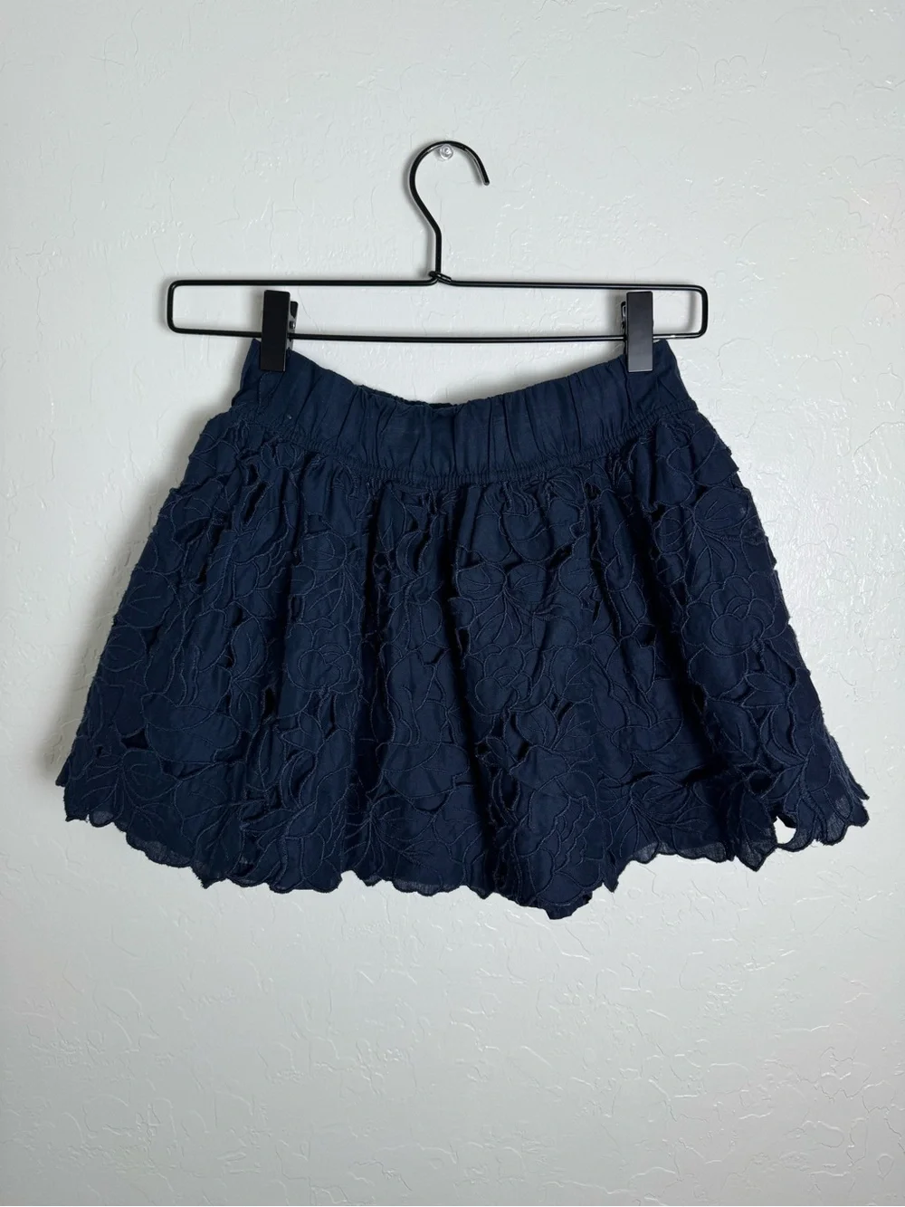 Abercrombie & Fitch Navy Blue Floral Eyelet Mini Skirt
